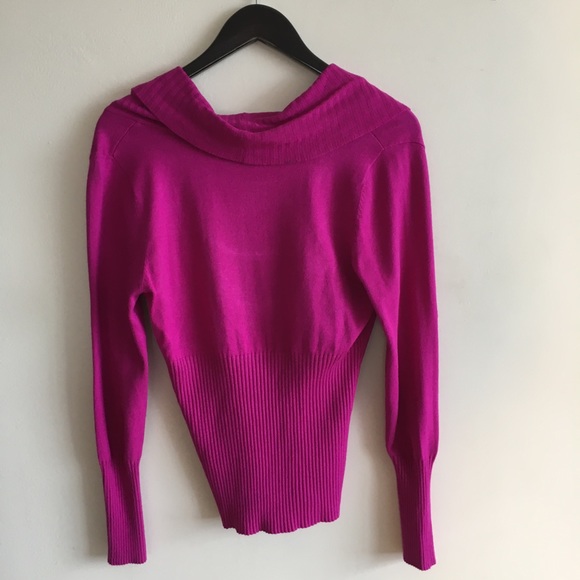 Dots Fuscia Pullover Cowl Neck Sweater - Picture 3 of 7